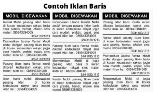 Contoh Iklan Baris