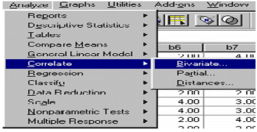 Klik menu ANALYZE → Correllate → Bivariat